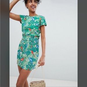 NWT Monki Parrot Print Beach Skirt